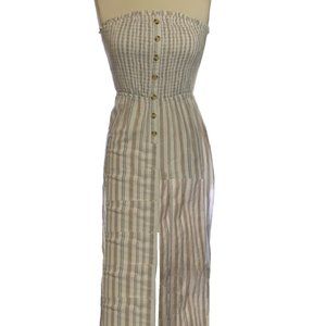 Derek Heart Strapless Striped Jumpsuit